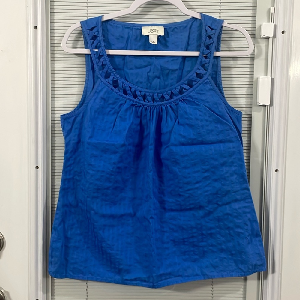 Loft sleeveless top, blue, women’s size 10
